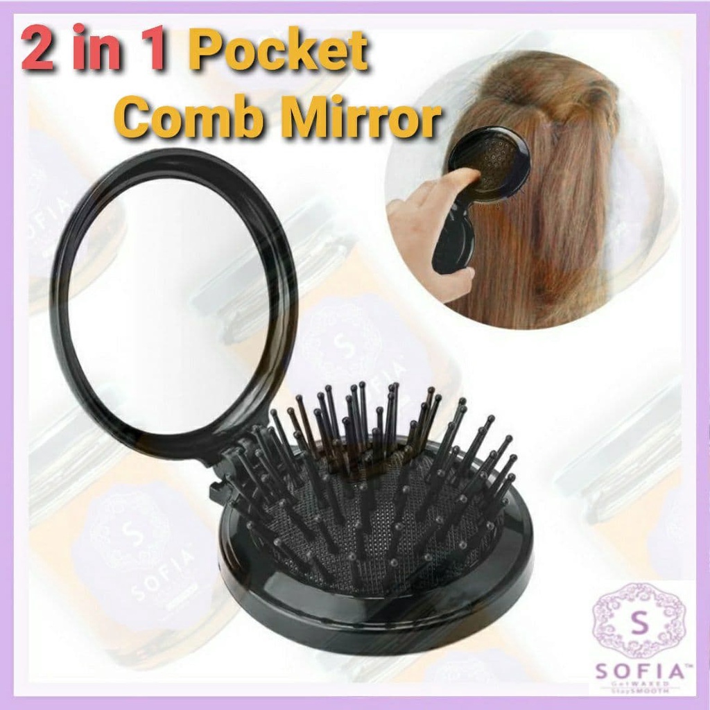 SOFIA (HQ) [Free Gift with Purchase of SOFIA Bundle Set] Premium 2in1  Pocket Portable Comb Mirror Massage | Shopee Malaysia