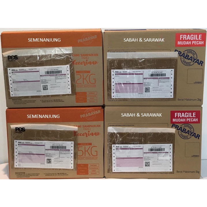 KOTAK PRABAYAR KURIR / BEG / SAMPUL / POS KE SABAH & SARAWAK / PREPAID