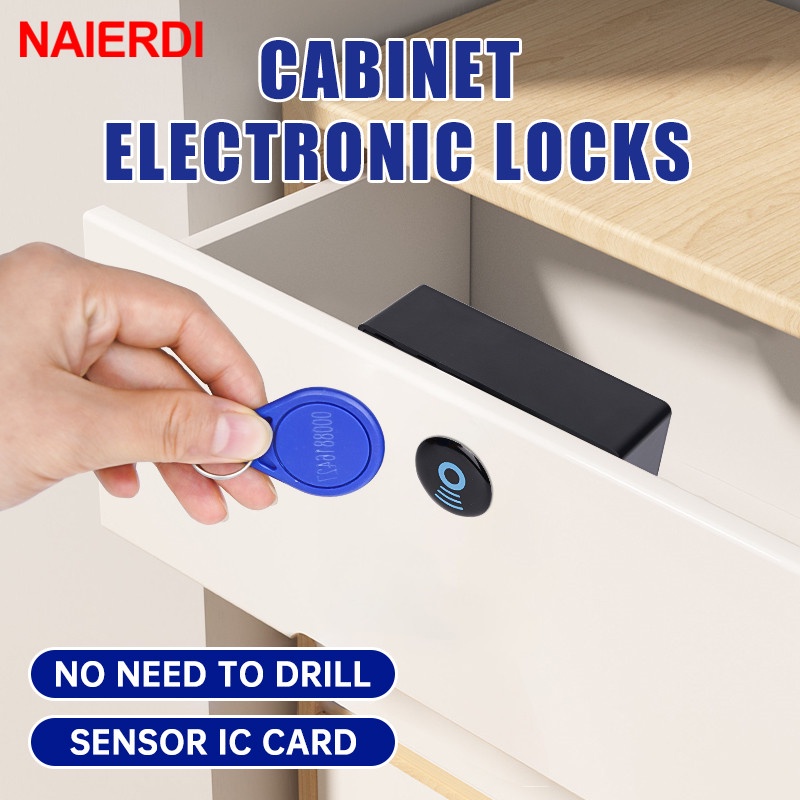 NAIERDI Invisible Sensor Lock EMID IC Card Drawer Digital Cabinet Intelligent Electronic Locks For Wardrobe Furniture Hardware