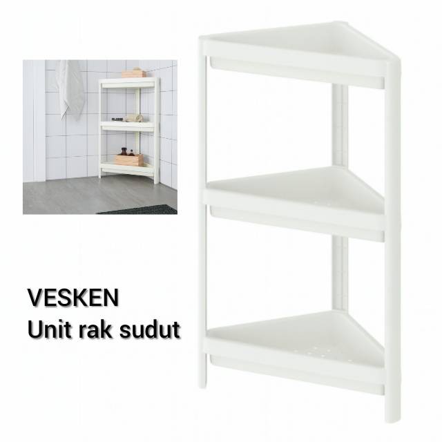 Ready Stock Ikea Vesken Corner Shelf Rak Bucu Para Sudut Rak Sudut Murah Shopee Malaysia