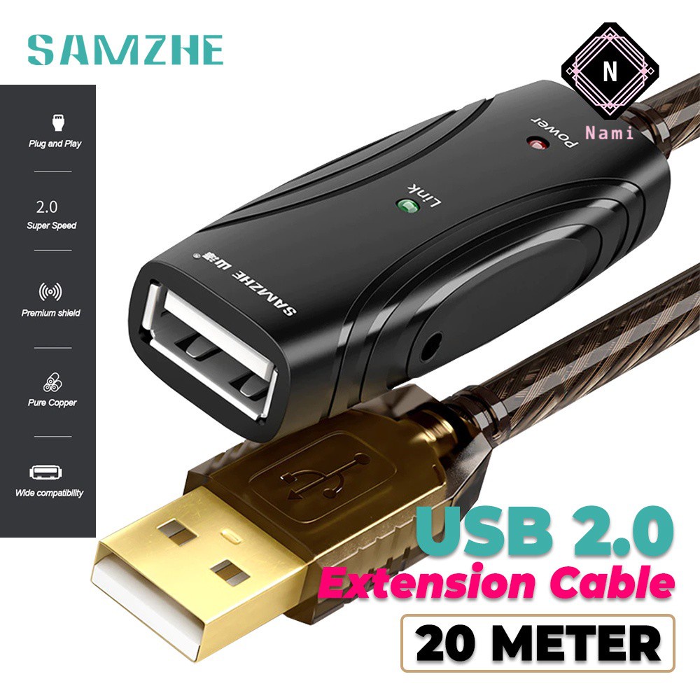 SAMZHE FD-15U USB 2.0 Extender Cable Signal Strength Data Transmit Attach Powerful Chip DC Power Supply Interface 5-30m 
