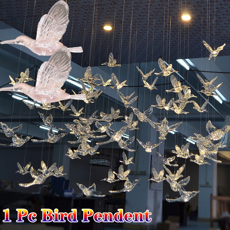 Crystal Transparent Acrylic Flying Bird Ornaments/ Bird Christmas Tree Pendant/ Party Stage Image Artificial Animal Decoration