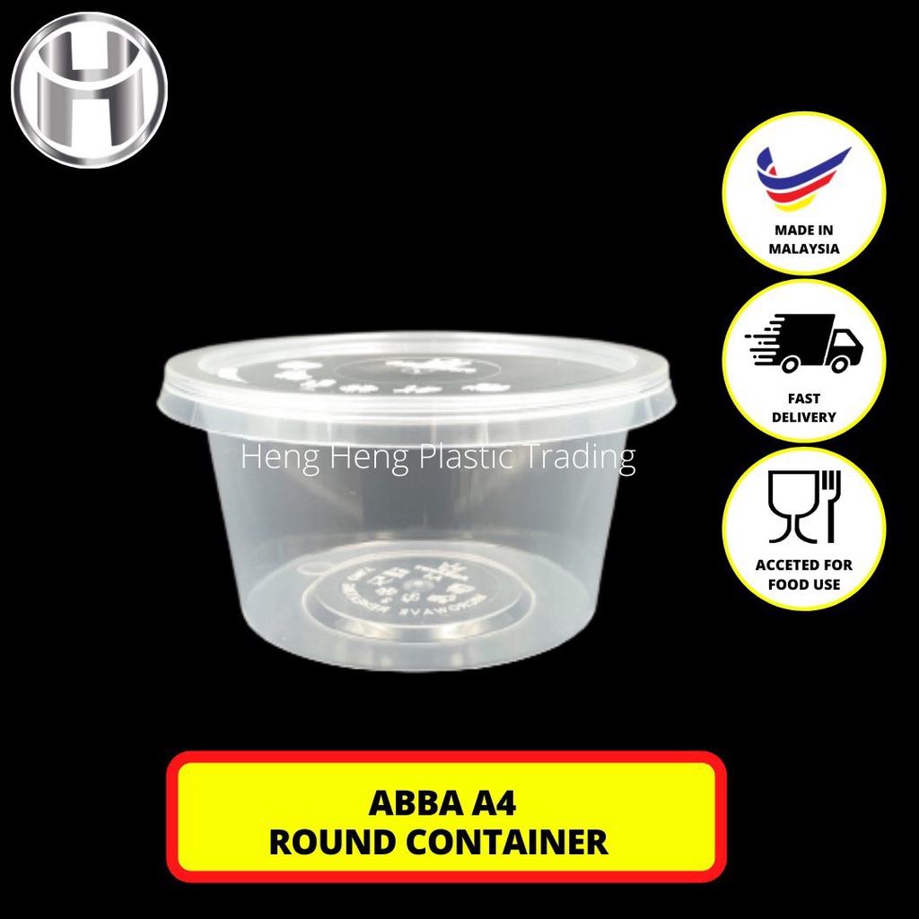 4oz PP Round Container -100sets±  ABBA A4 -Disposable Plastic PP Food Container - Bekas Dadih TEBAL