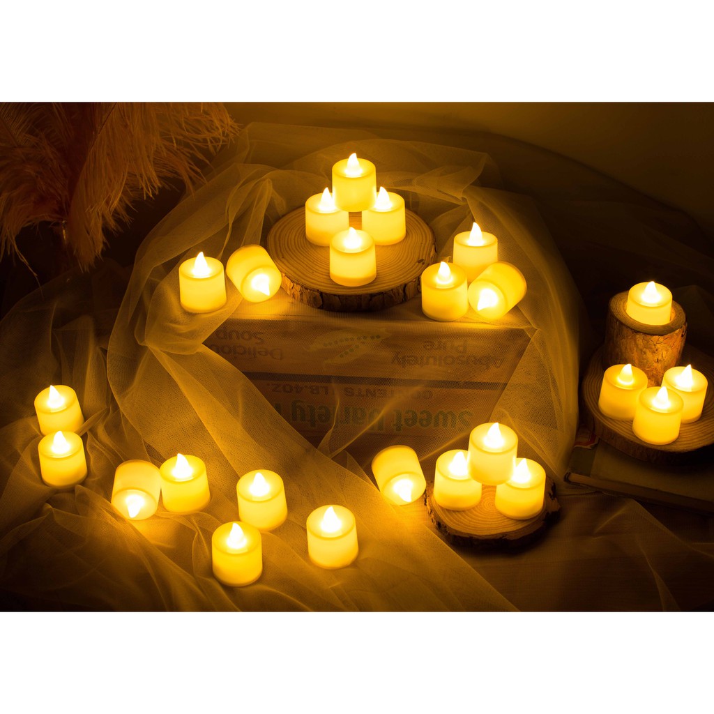 24pc Flameless LED Tealight Candles Battery Operated Warm Orange Wedding Parties