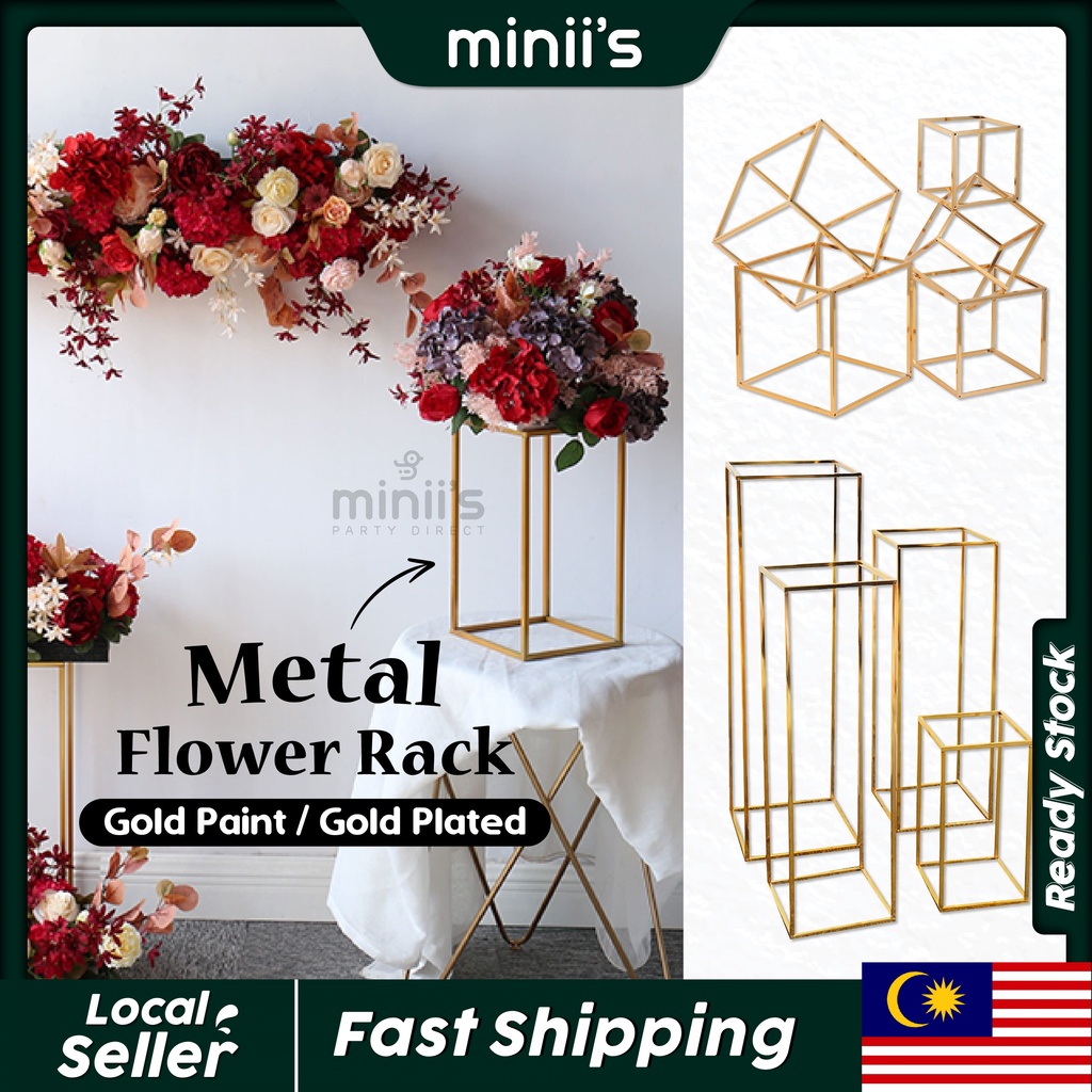 Miniis Metal Frame Iron Stool Set Rectangular Display Rack for Weddings Party Decor Geometric
