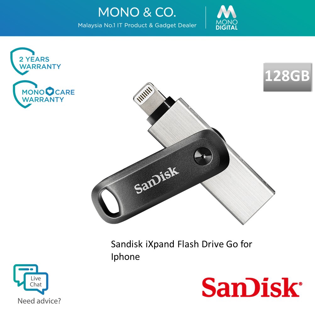 SanDisk iXpand Dual Drive Go Flash Drive OTG Lightning USB Dual Drive OTG Pendrive for iPad and iPhone (256GB/128GB)