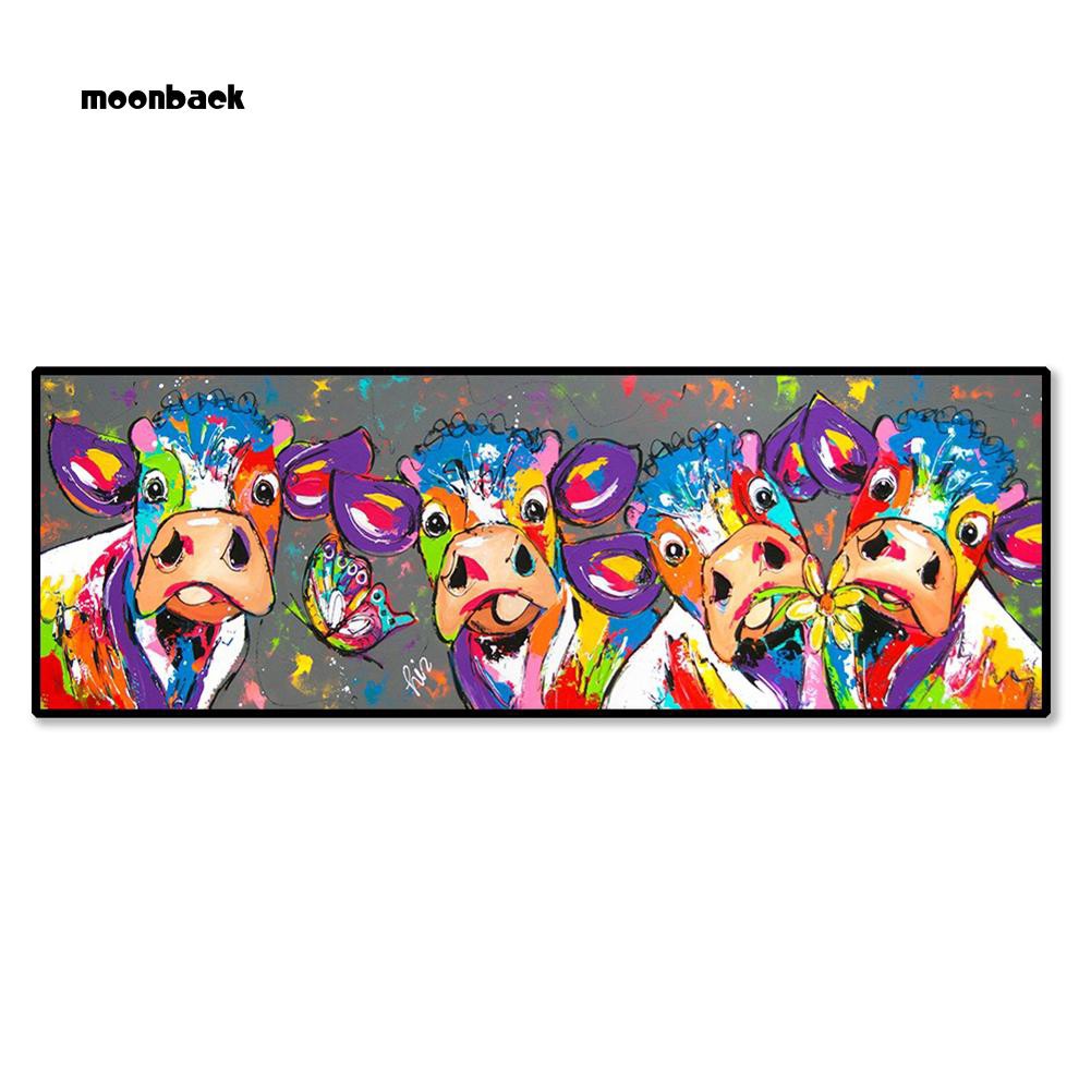 Mback Colorful Four Cows Graffiti Canvas Painting Wall Art Living