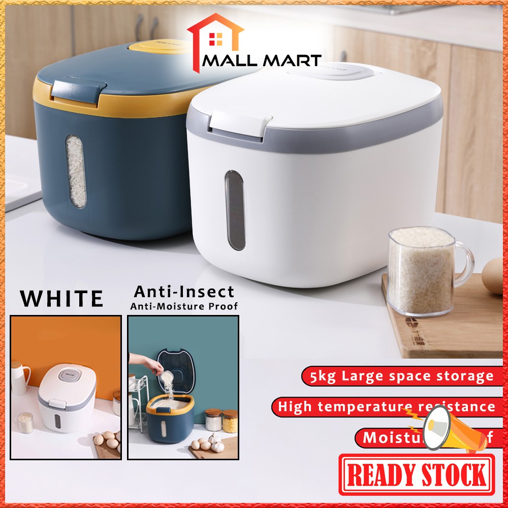 MallMart MRD002 5kg Rice Bucket Insect-Proof And Moisture-Proof Sealed Rice Dispenser Rice Storage Container