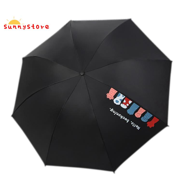 Creative Cartoon Cat Claw Umbrellas for Women Girls Boys Black