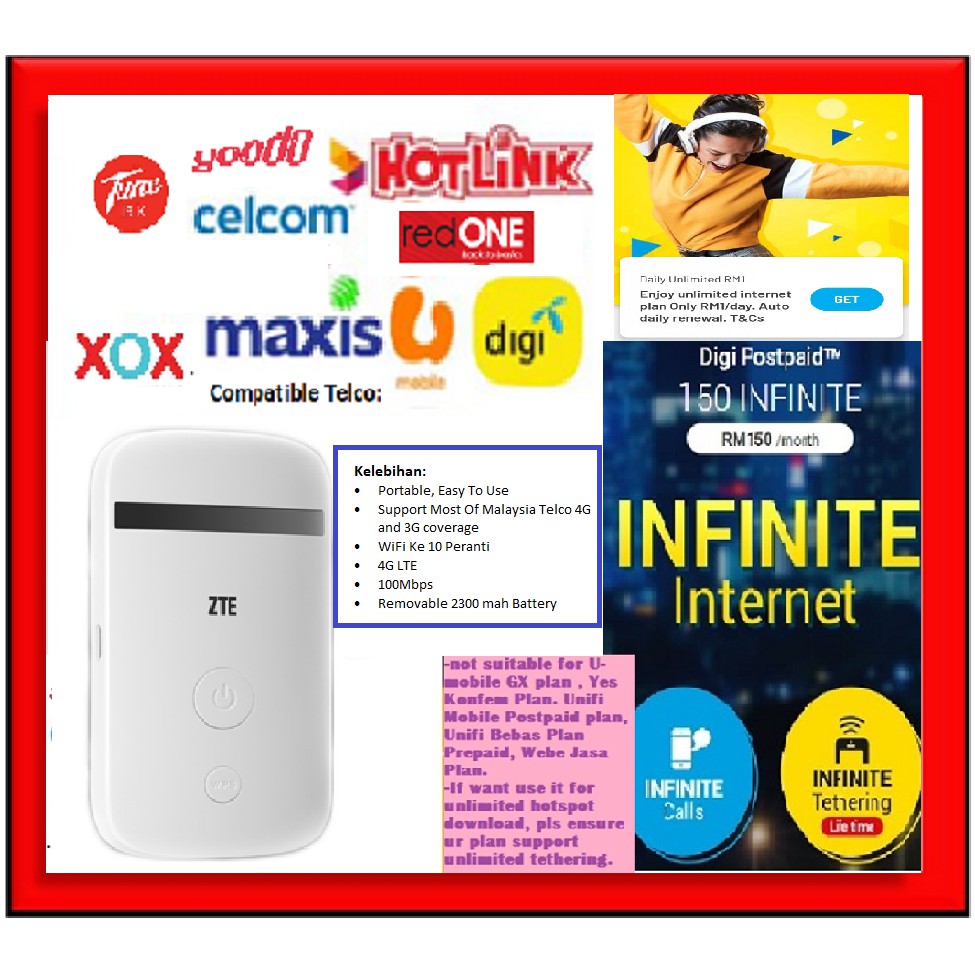 Unlocked ZTE MF90 / MF90C1 Portable Pocket 100 MBPS LTE 4G 3G Wireless