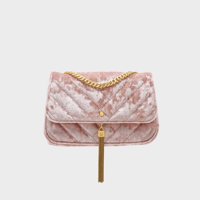 charles and keith velvet bag