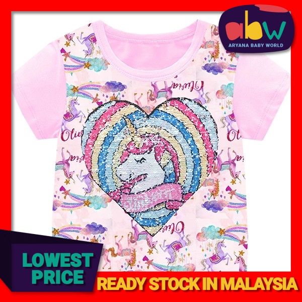 J Y RAINBOW UNICORN  Reversible Sequin Shirt 2Y 8Y 