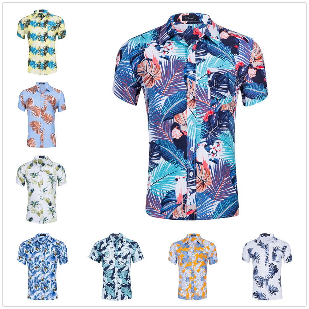 Baju Hawaii Lelaki  Summer Hawaiian Shirt Pendek Lengan 