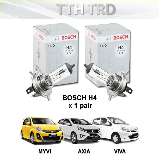 Classic BOSCH H4 Bulb Car Headlight Bulbs For Myvi, Viva & Axia (12V 60