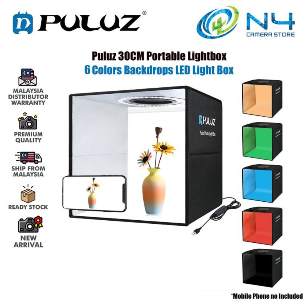 Puluz 25cm 30cm LED Product Case Lightbox Folding Mini Photo Studio