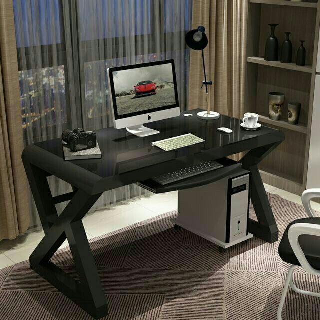 Ikea Computer Desk Simple And Modern Tempered Glass Shopee Malaysia