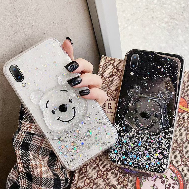 Xiaomi Redmi Note 4 5 6 7 8 9S 8T 10 10s 9 Pro Max Bling Sequins Star  Glitter Soft Clear Cartoon Bear Phone Case Back Cover | Shopee Malaysia