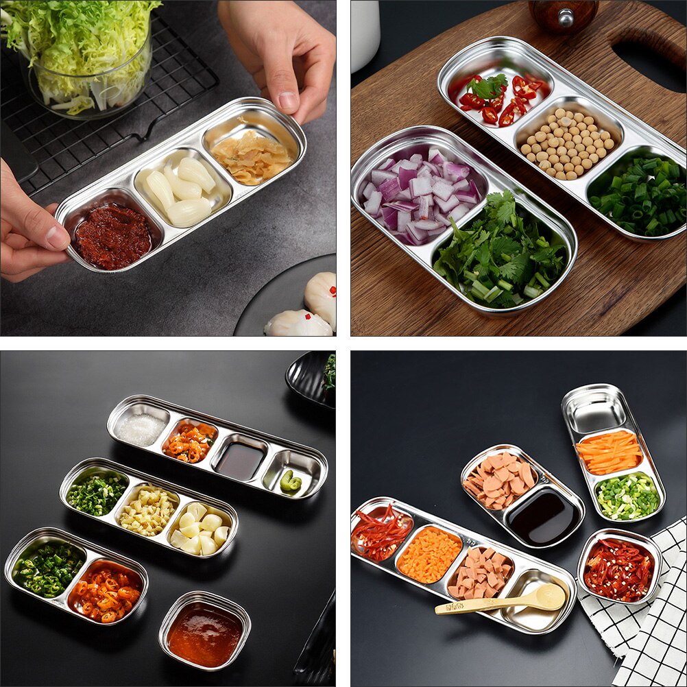 Korean Sambal Place Stainless Steel Gold Bulkhead Korean Side Dish ...