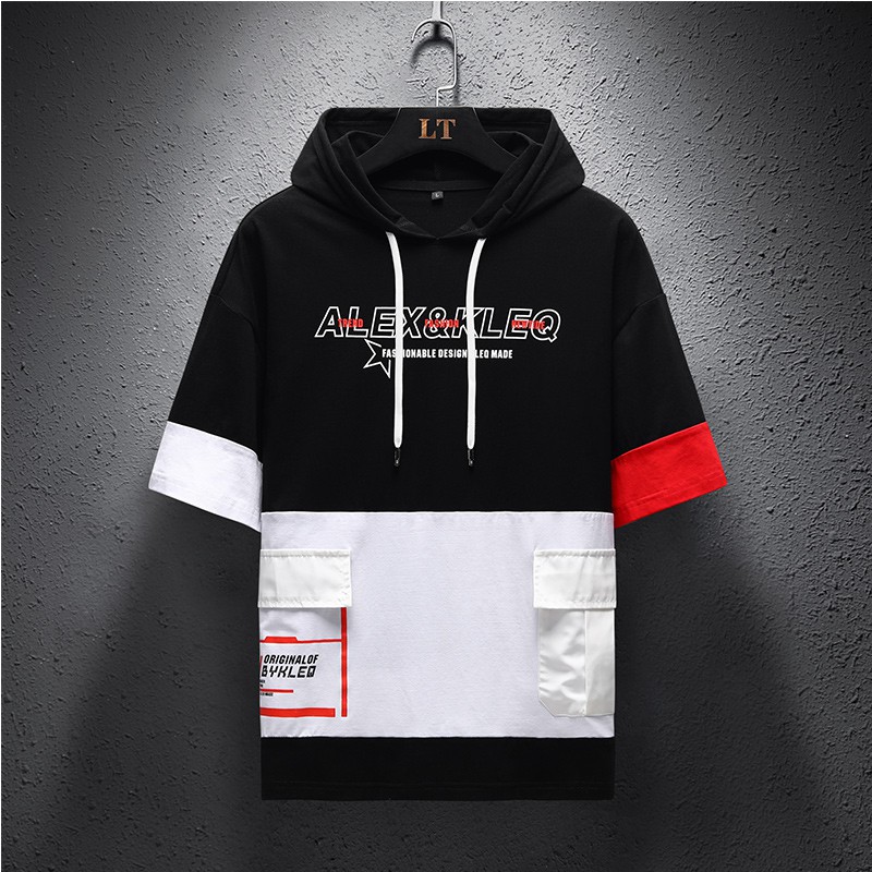 half sleeve hoodie mens