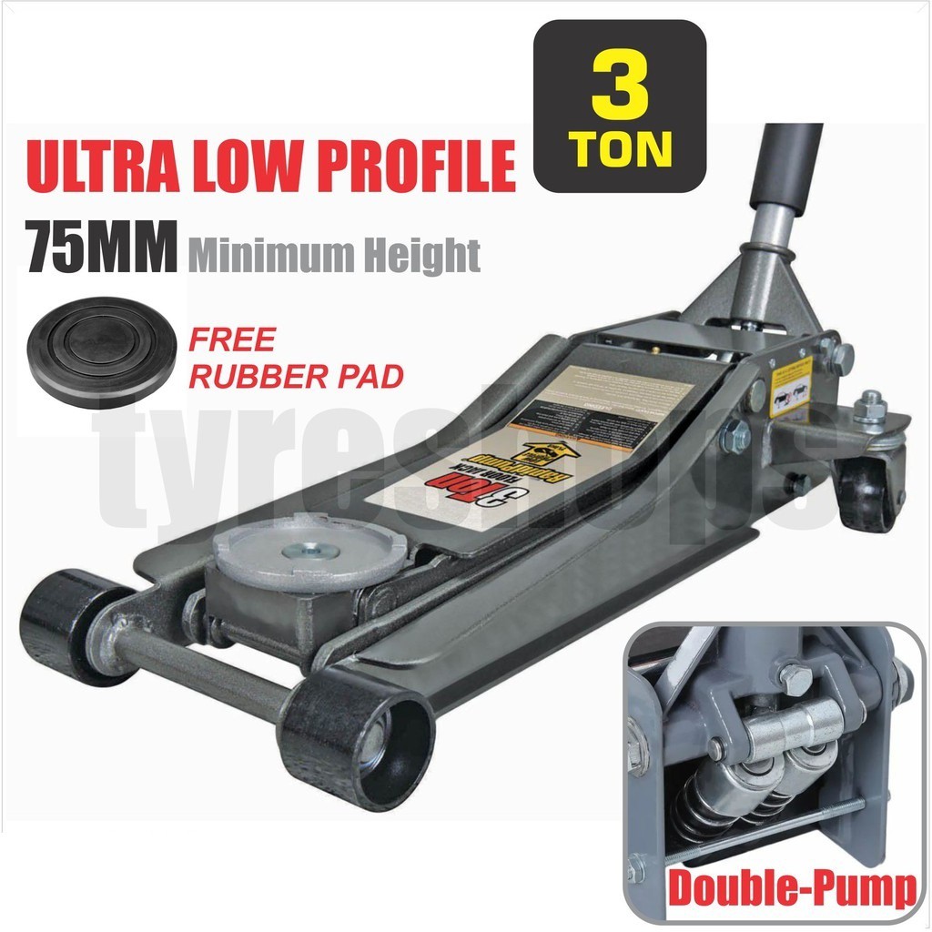 Heavy Duty 3 Ton Floor Jack Ultra Low Profile Rapid Dual Pump Garage Jack Shopee Malaysia