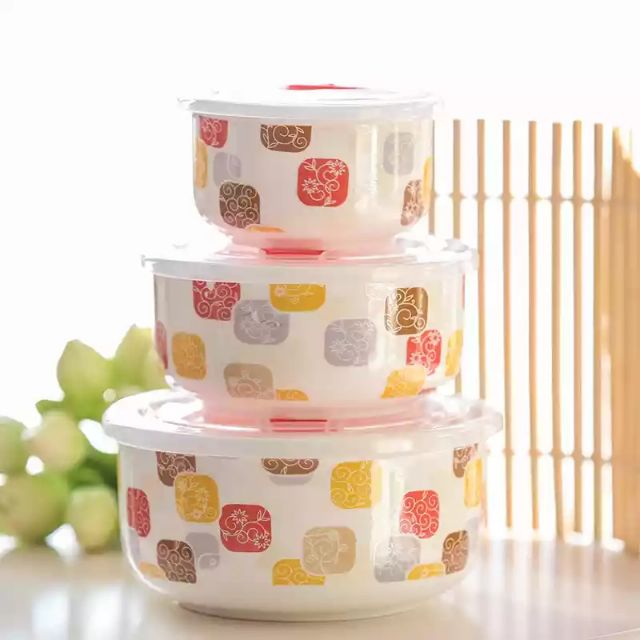(3PCS) Microwave Safe Ceramic Food Container Bowl Shopee Malaysia