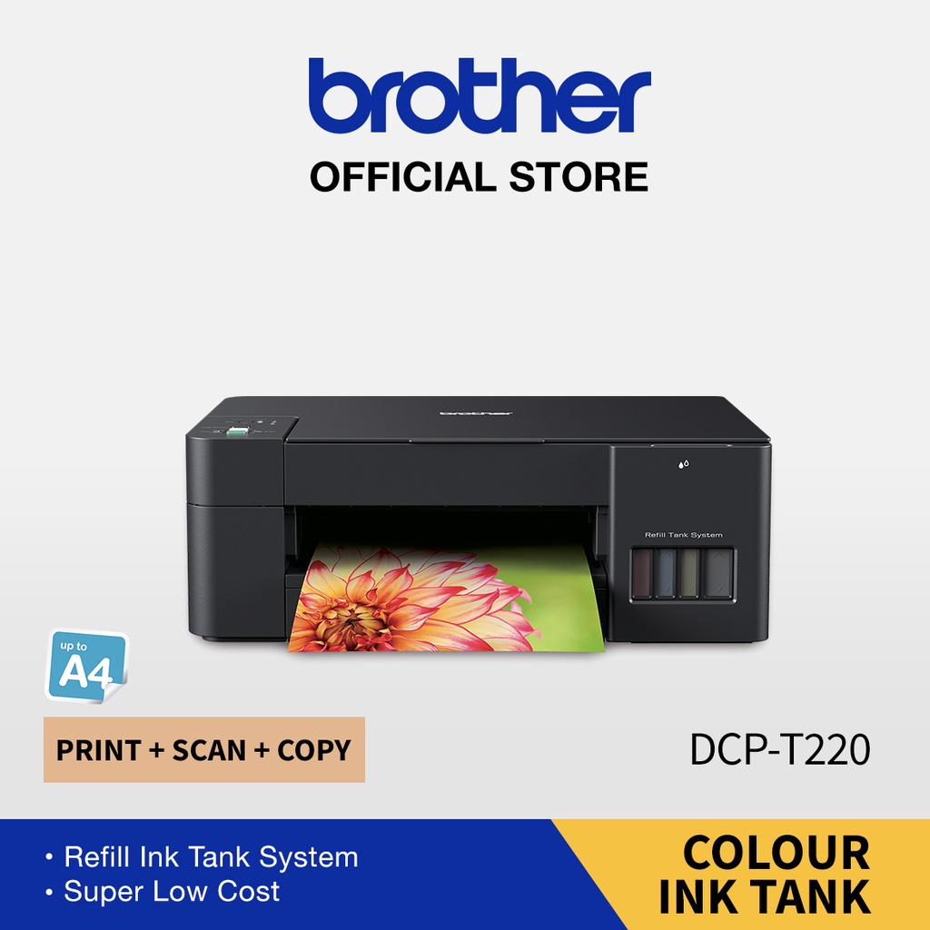 Brother DCP-T220 A4 3 in 1 Colour Inkjet Printer Refill Ink Tank 150 Sheets Paper Tray Scan/Copy