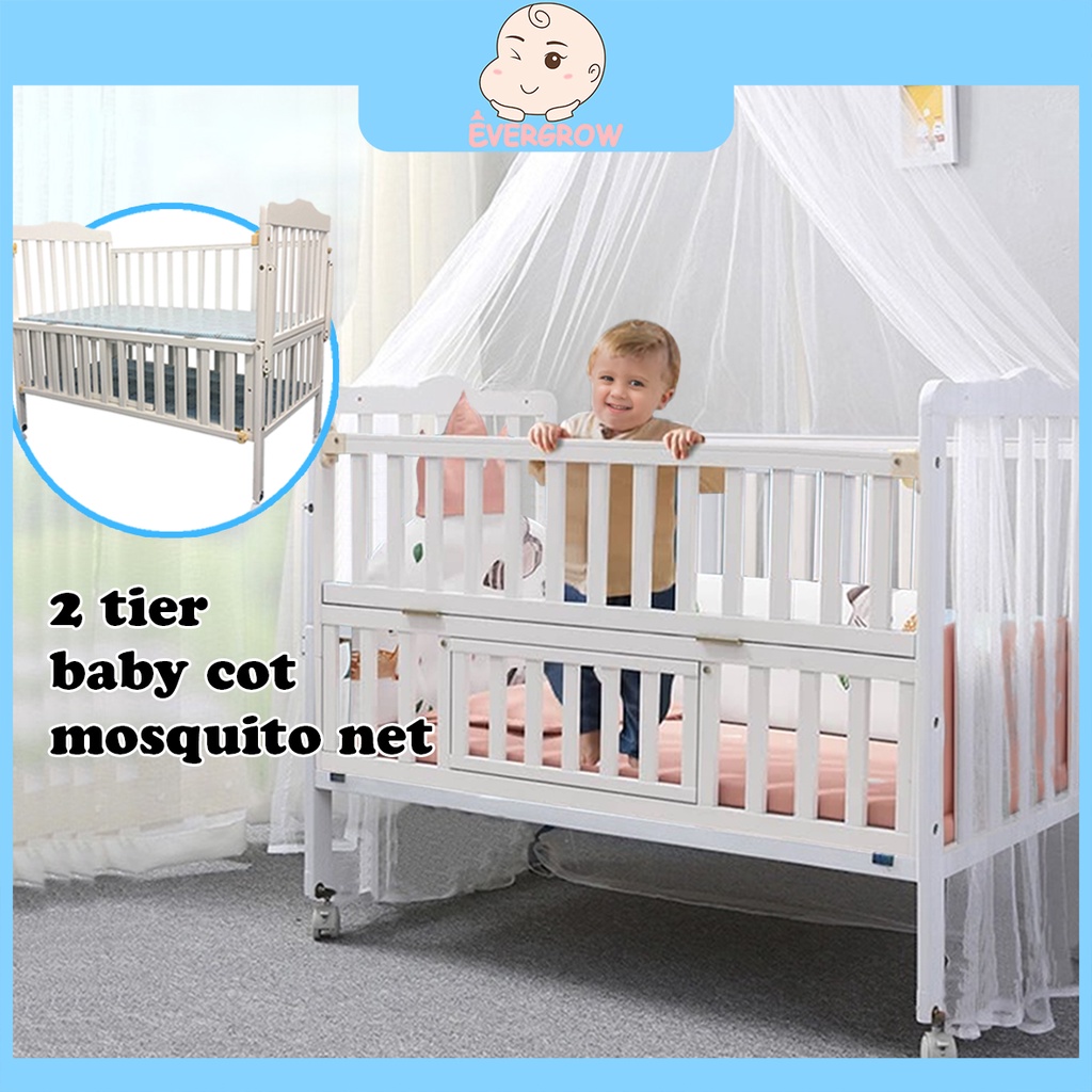 evergrow Newborn cot White baby cot baby bed 2 in 1 Natural Easel Wooden Baby Cot (2 Tiers baby