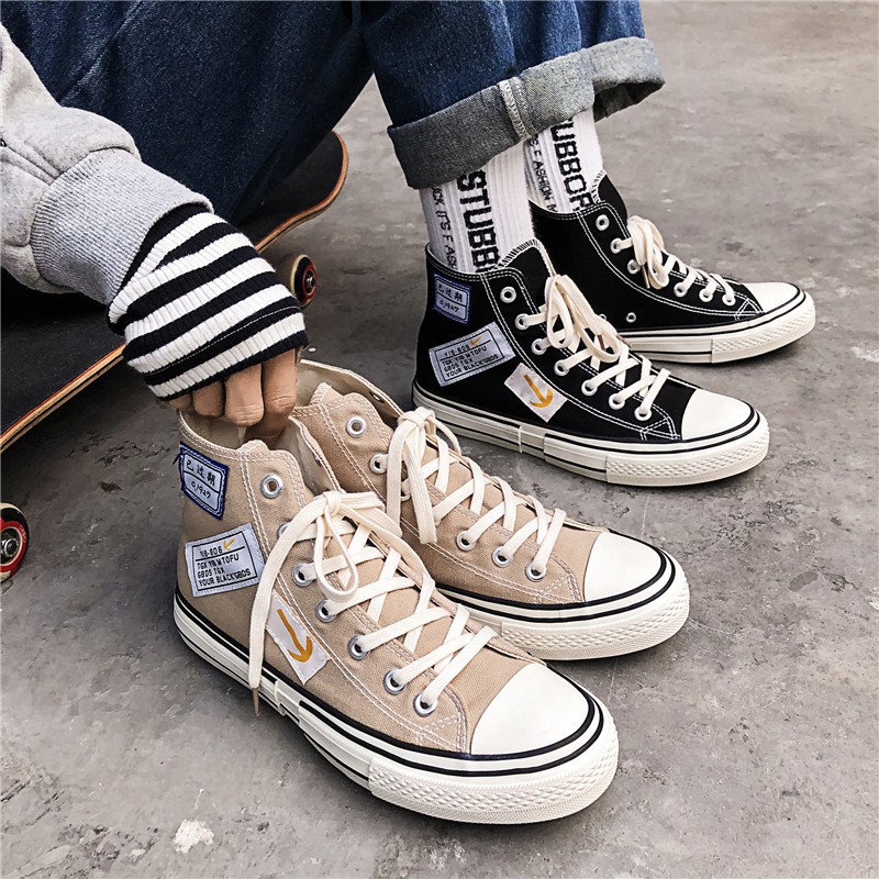 Converse ! Ready Stock! Man's Shoes Canvas Fashion Sports Shoes Applique  High Top Sneakers | Shopee Malaysia