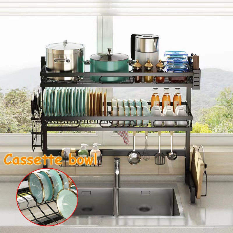 Stainless Steel Sink Dish Rack Dish Rack Spice Rack Organizer Rak Pinggan Besi Rak Dapur Sinki 0414