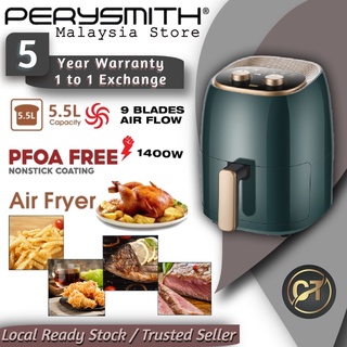 {5 YEAR WARRANTY} PerySmith 5L Air Fryer Advance Drawer Easy Oil-Free Aerodynamic Multifunctional Cooking Fryers