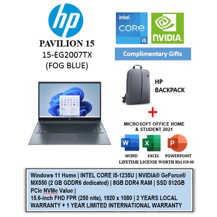 HP PAVILION 15-EG2007TX (TNR FOG BLUE) CI5-1235U/8GB/512GB SSD/15.6"FHD ...