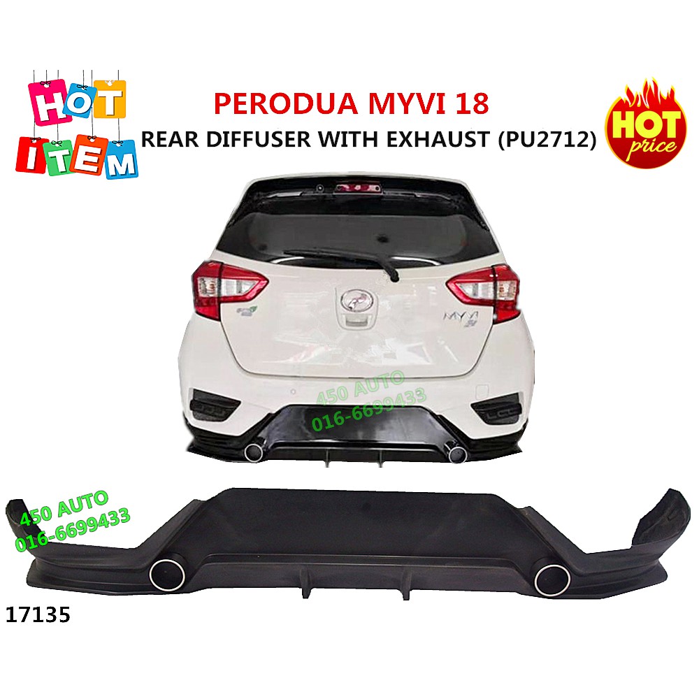 Myvi 18 Rear Diffuser Lip Skirt Exhaust Tail Pipe Myvi Baru Gen3 2018 2019 2020 Gear Up Sd Aerodynamics Gt Js Racing V2 Shopee Malaysia