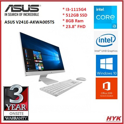 Asus All In One Desktop Pc V241e Akwa005ts V241e Pkwa003ts I3 1115g4 8gb 512gb Ssd 23 8 Fhd White W10 H S Shopee Malaysia