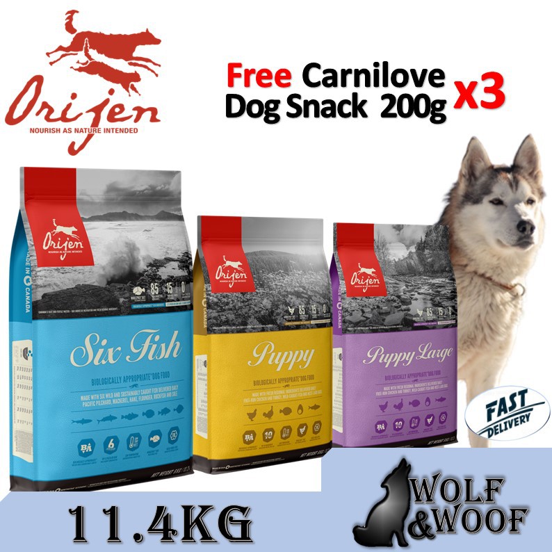 Orijen Dog Dry Food 11.4kg (6 Fish, Six Fish, Puppy, Puppy Large