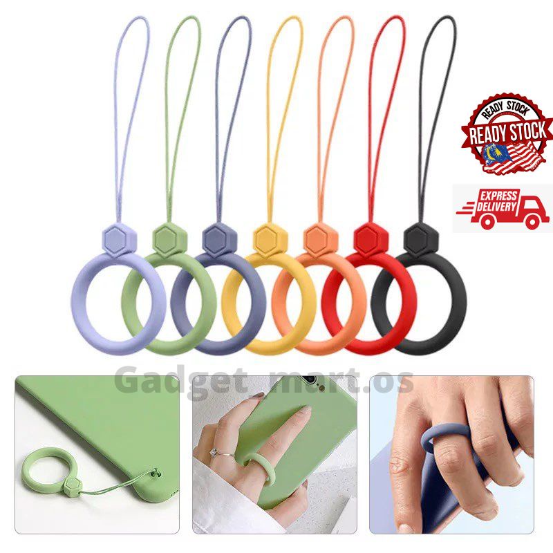 Silicone Lanyard Phone Ring Pendant Short Liquid Finger Ring Stand Sling Wrist Strap Soft Rubber Mobile