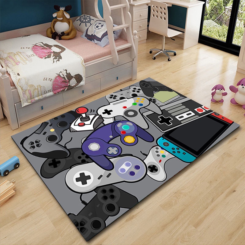 Teen Boys Carpets Printed Gamepad Living Room Mat Gamer Bedroom Area Rugs Controller Player Home Decor Non-Slip Crystal Sofa Floor Polyester