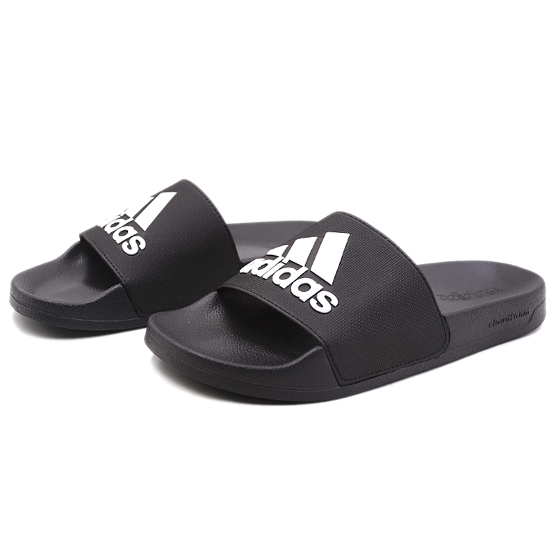 adidas men's black slippers