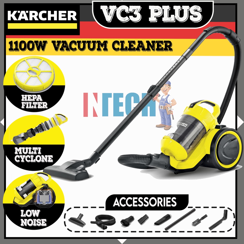 KARCHER VC3 PLUS / VC3PLUS MULTI CYCLONE VACUUM CLEANER C/W HEPA FILTER LOW NOISE Shopee