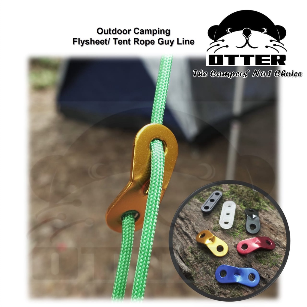 Aluminium & Plastic Guy line Cord Adjuster Rope Tensioner Adjuster Tent