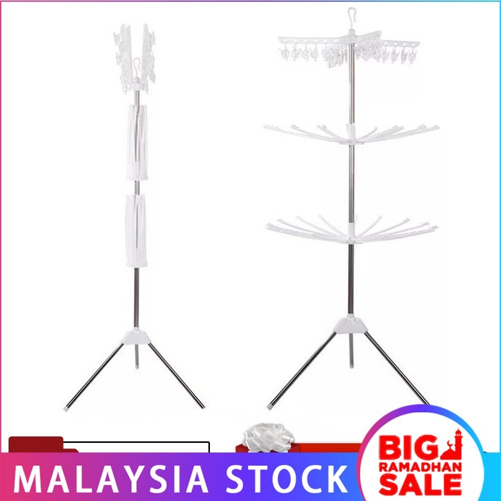 Foldable Cloth Drying Rack and Hanger White + Free Gift 2 Ne E00401 3 Tiers Shopee Malaysia