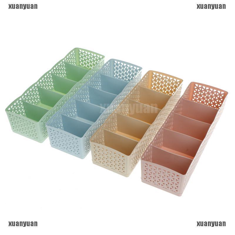 5 Cells Plastic Organizer Storage Box Tie Bra Socks Drawer