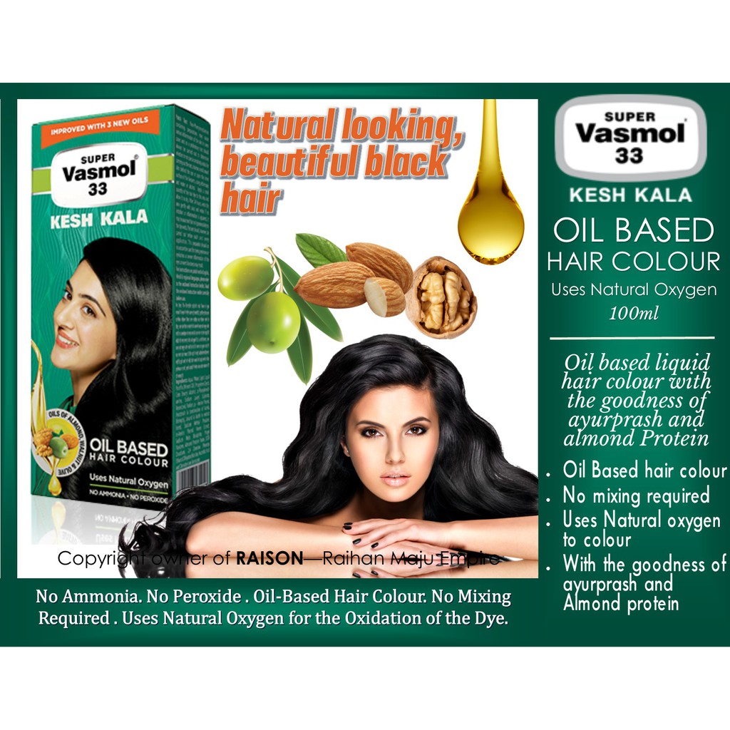 Vasmol 33 OIL BASED HAIR COLOUR - Uses Natural Oxygen 100ml | Shopee  Malaysia