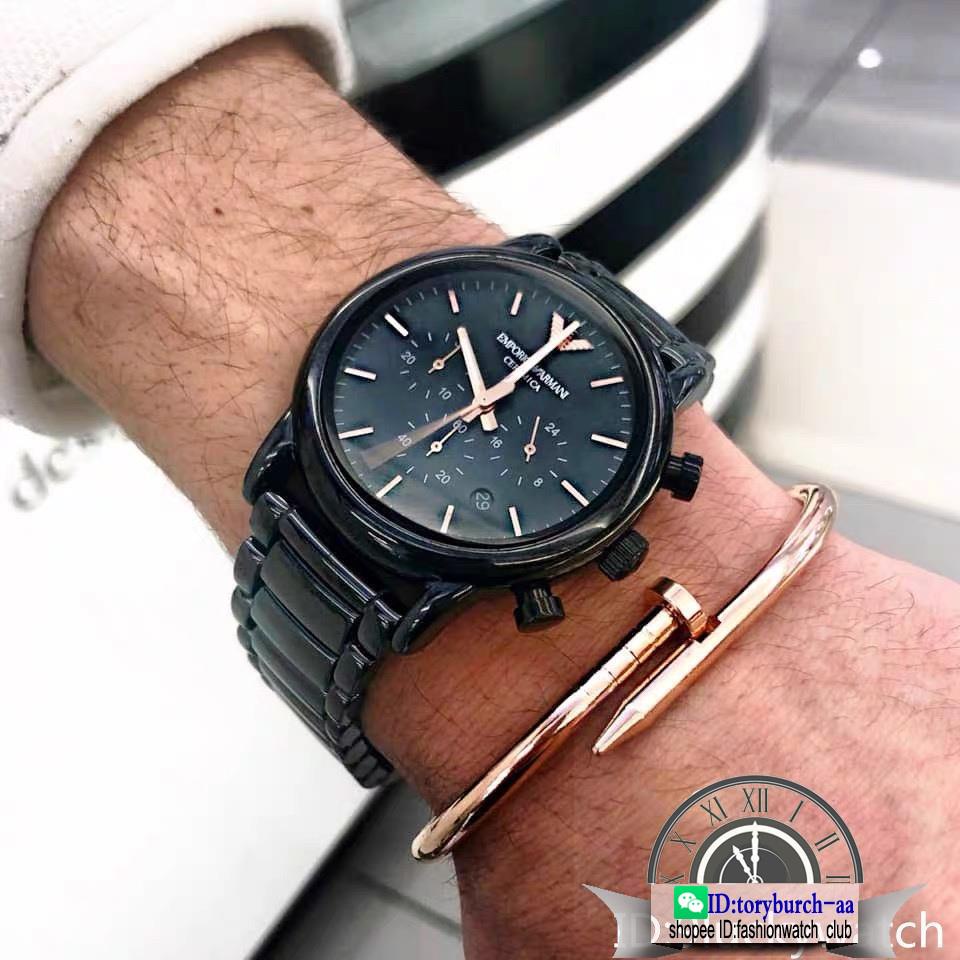 AR1509 ARMANI calender man's ceramic chrono analog business quartz watch  gentleman wristwatch | Shopee Malaysia