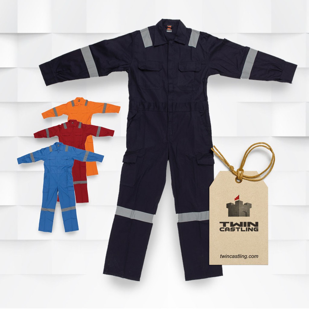 Overall Worker Jacket - Workshop, Outdoor & Safety Factory Reflective Stripe - Twin Castling Coverall