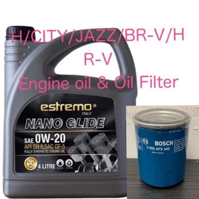 Honda City T9a Jazz Gk5 Br V Hr V Engine Oil Fully Synthetic 0w 20 Oil Filter Set Shopee Malaysia