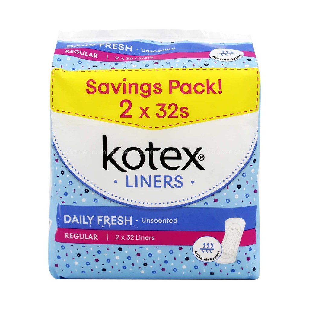 Kotex Pantyliners Daily Fresh Regular Unscented 150mm (16's / 2 X 32's