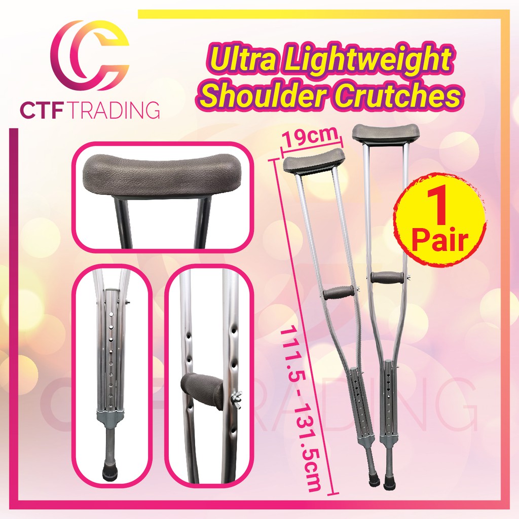 Ultra Lightweight Shoulder Crutches - 1 Pair / 2 Pieces ( Tongkat Ketiak Dewasa )