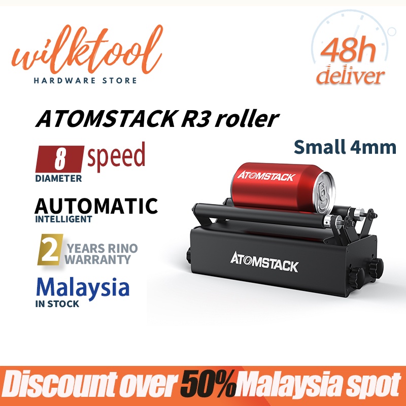 WilkTOOL' ATOMSTACK R3 Roller Laser Engraver Y-axis Rotary Roller Engraving Module for Cylindrical Object
