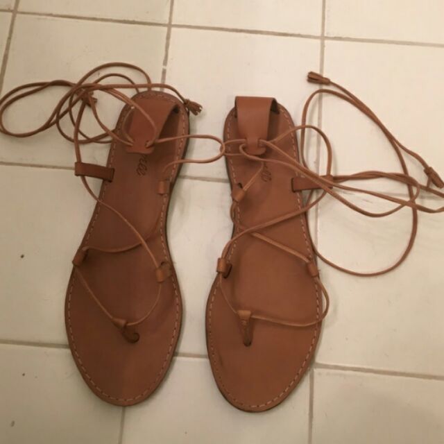 long lace up sandals