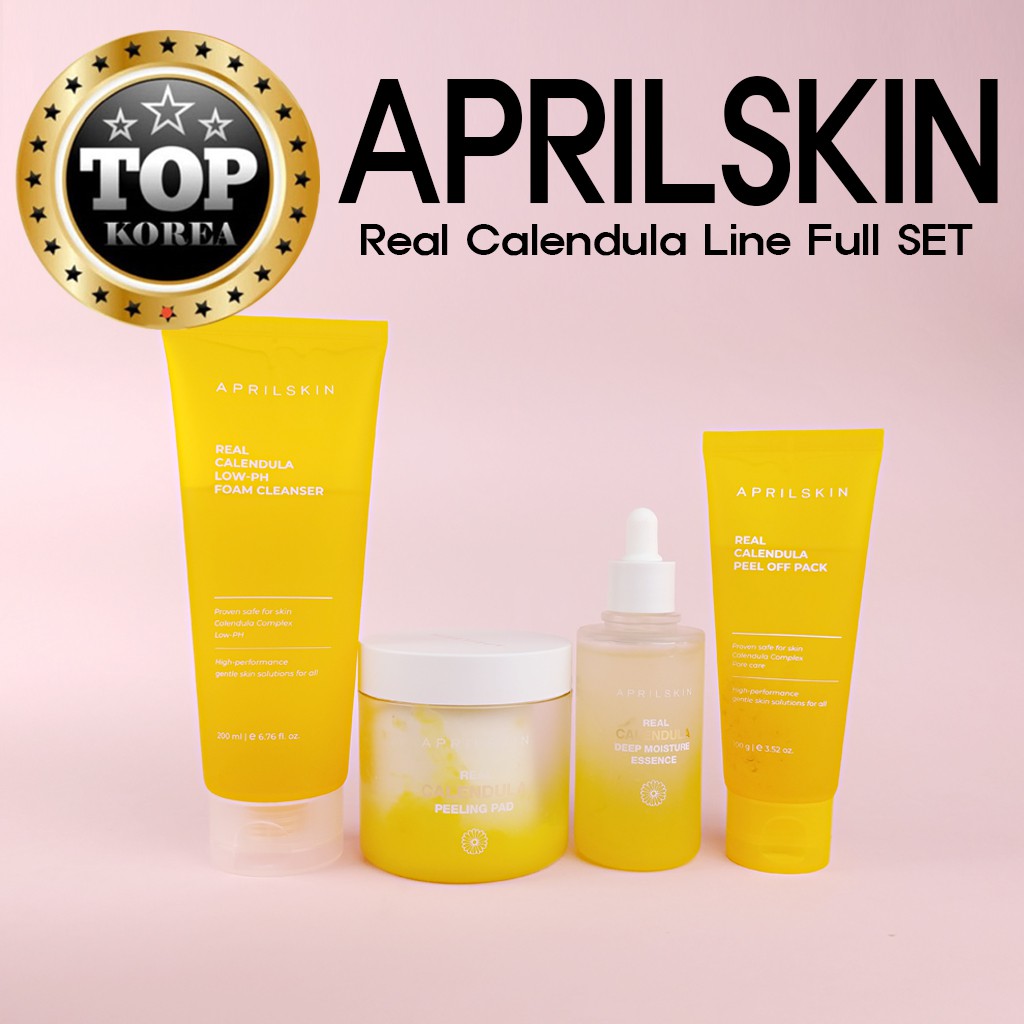 Aprilskin Pack Essence Pad Cleanser Real Calendula Line Full 4 Set Shipping From Korea Shopee Malaysia